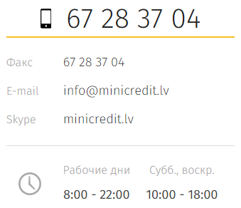 Контакты Minicredit